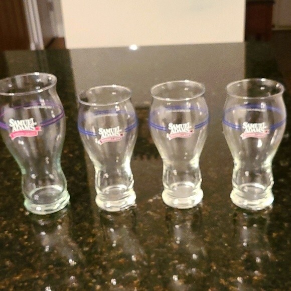 Set of 4 Vintage Samuel Adam's Boston Lager Beer Glasses: 1 20oz & 3 16oz - Picture 1 of 7